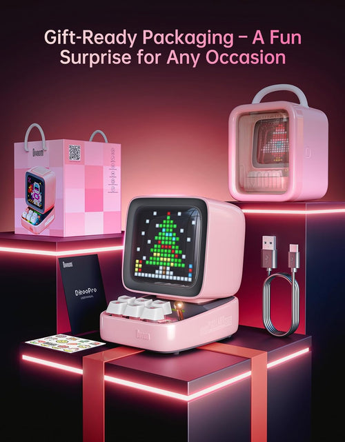 Load image into Gallery viewer, Ditoo Retro Pixel Art Game Bluetooth Speaker with 16X16 LED App Controlled Front Screen (Pink)
