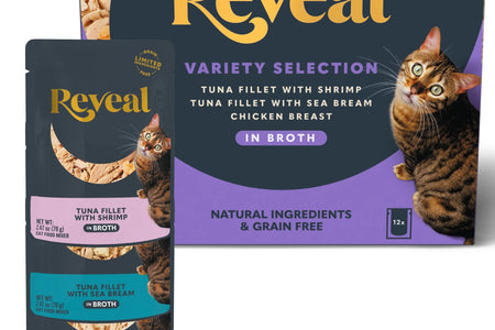 Pet Food Natural Wet Cat Food, Fish & Chicken in Broth Variety Pack, 12 X 2.47Oz Pouches