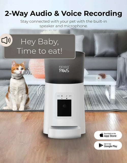 Load image into Gallery viewer, Penthouse Paws Smart HD Automatic Pet Feeder, 6L Dry Food Capacity, 1080P Camera, 2-Way Audio, Scheduled Meals, Backup Power, Easy to Clean, Anti-Jam Design for Cat and Dog, White
