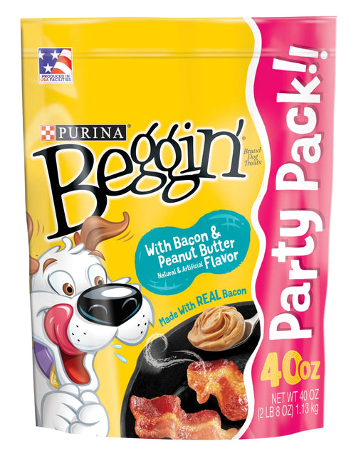 Load image into Gallery viewer, Purina  Strips Dog Treats with Real Bacon &amp; Peanut Butter Flavors Tender Chews, 40 Oz Pouch
