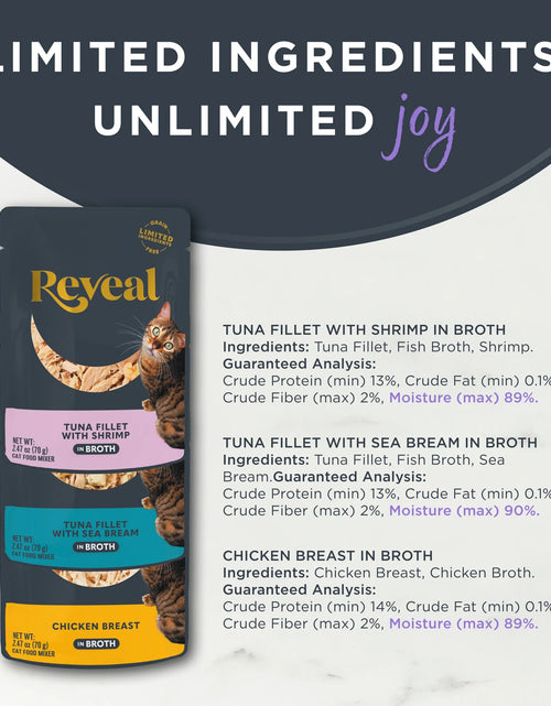 Load image into Gallery viewer, Pet Food Natural Wet Cat Food, Fish &amp; Chicken in Broth Variety Pack, 12 X 2.47Oz Pouches
