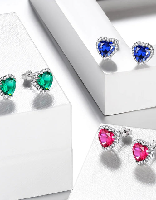 Load image into Gallery viewer, May Birthstone Jewelry Sets for Women, Green Heart Jewelry Set Emerald Necklace Earrings 925 Sterling Silver Fine Jewelry Birthday Mother'S Day Gifts
