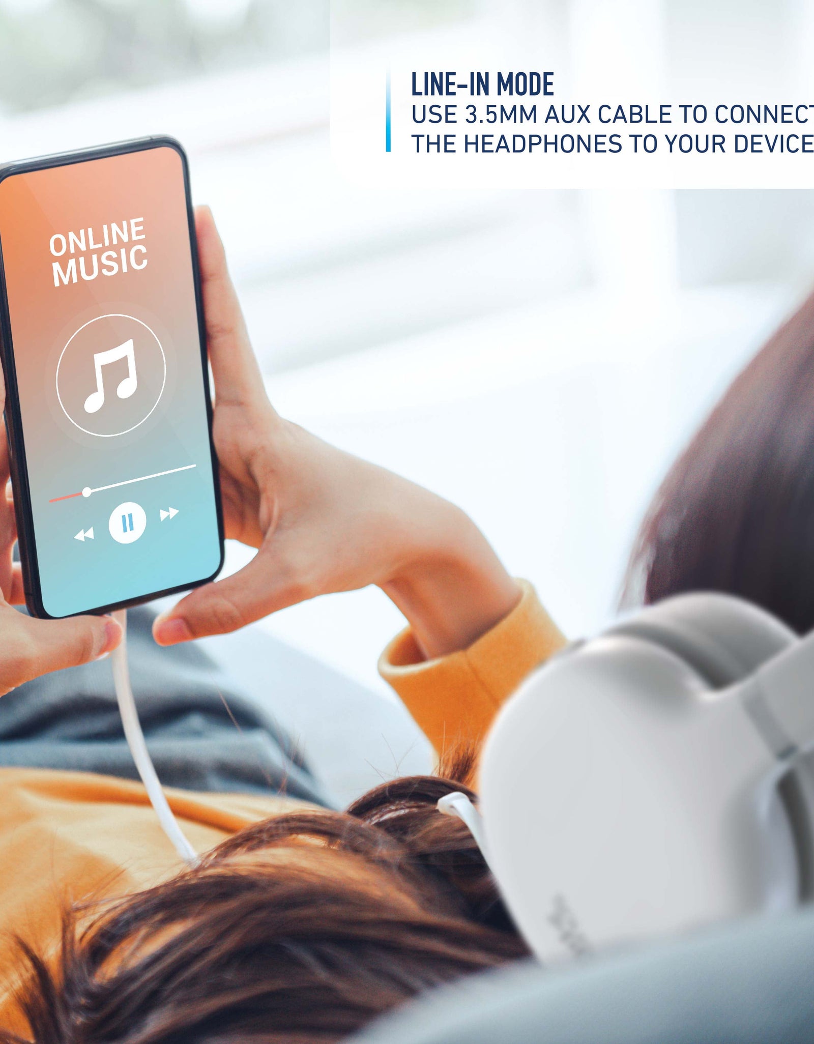 Foldable Wireless Headphones, Bluetooth Over-Ear Headset with Built-In Mic