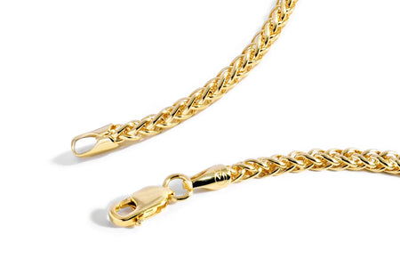 Gold Chain Necklace Collection - 14K Solid Yellow Gold Filled round Wheat/Palm Chain Necklaces for Women and Men with Different Sizes (2.5Mm, or 3.2Mm)