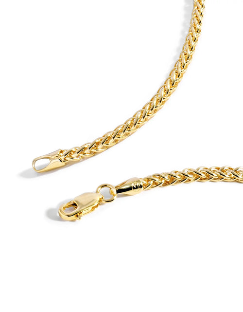 Load image into Gallery viewer, Gold Chain Necklace Collection - 14K Solid Yellow Gold Filled round Wheat/Palm Chain Necklaces for Women and Men with Different Sizes (2.5Mm, or 3.2Mm)
