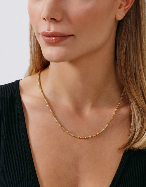 Load image into Gallery viewer, Gold Chain Necklace Collection - 14K Solid Yellow Gold Filled round Wheat/Palm Chain Necklaces for Women and Men with Different Sizes (2.5Mm, or 3.2Mm)
