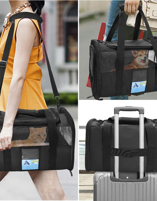 Load image into Gallery viewer, Pet Carrier Airline Approved, Cat Carriers for Medium Cats Small Cats, Soft Dog Carriers for Small Dogs Medium Dogs, TSA Approved Pet Carrier for Cats Dogs of 15 Lbs, Puppy Carrier,Black
