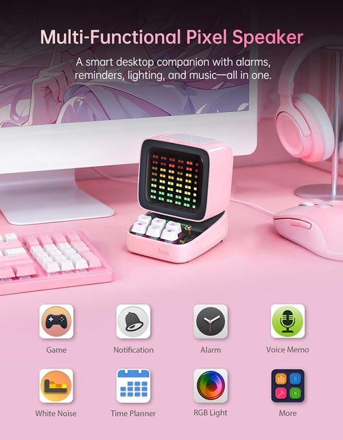Load image into Gallery viewer, Ditoo Retro Pixel Art Game Bluetooth Speaker with 16X16 LED App Controlled Front Screen (Pink)
