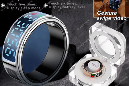 2025 Smart Ring LED Touch Display Screen Gesture Swipe Video Heart Rate Health Monitoring 5ATM Waterproof Smart Rings Men Women