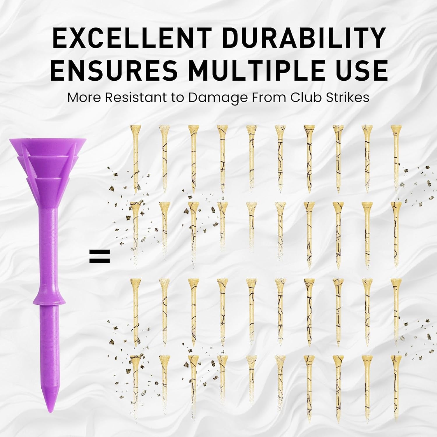 Golf Tees Plastic 3 1/4 Inch Upgrade Unbreakable Bulk Value 30/50 Pack Reduce Friction Side Spin Durable Stable 83Mm Long Tee for Golfer Practice