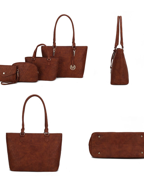 Load image into Gallery viewer, by Mia K. Marimar Women'S Tote Bag with Pouch and Wristlet, Signature 4 Piece Set - Grey
