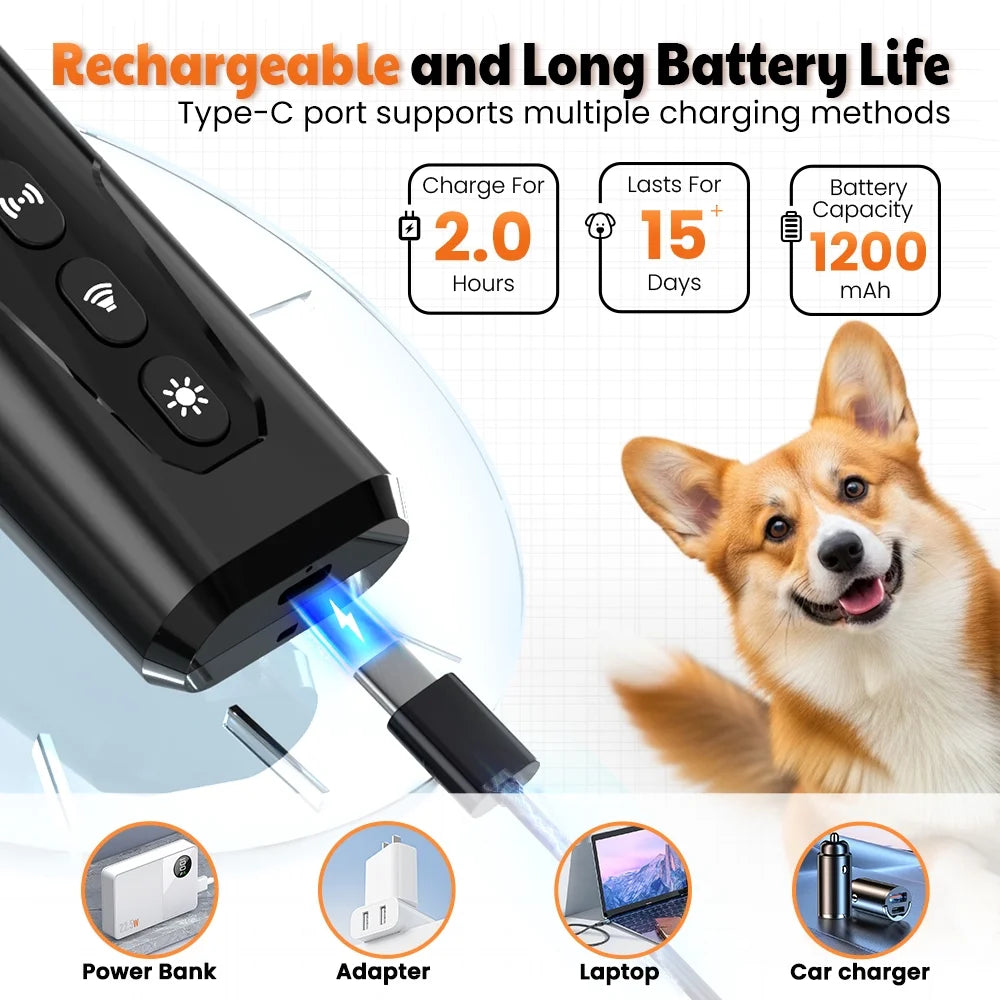 Ultrasonic anti Barking Device, Handheld Dog Bark Deterrent Device Stops Bad Behavior, Alternative to Painful Dog Shock Collar