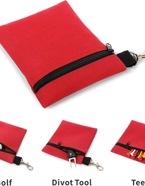 Load image into Gallery viewer, Golf Tee Pouch, 5.62 X 6.87 Inch Professional Zipper Golf Tee/Ball Pouch Bag with Metal Lobster Claw Clip

