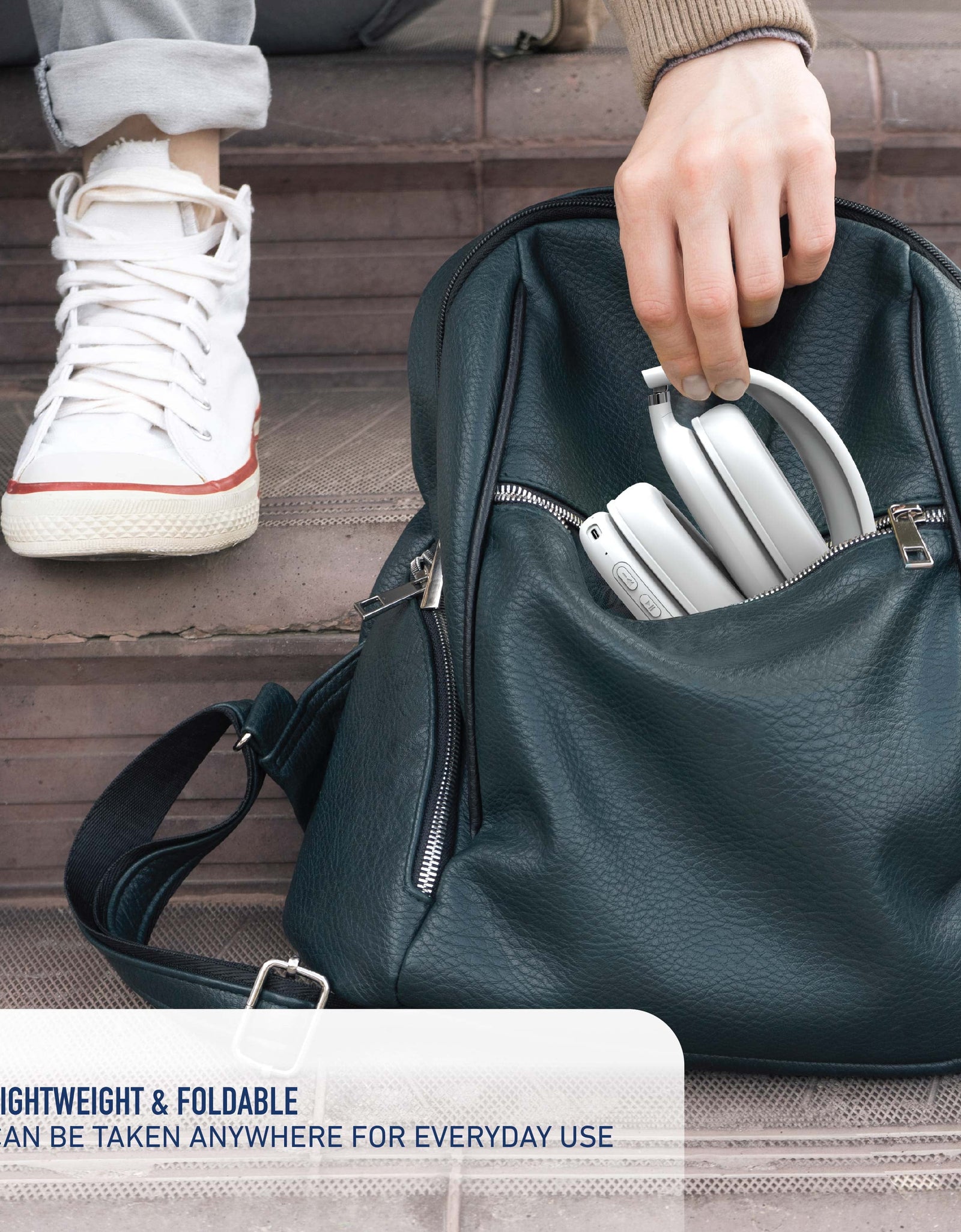 Foldable Wireless Headphones, Bluetooth Over-Ear Headset with Built-In Mic