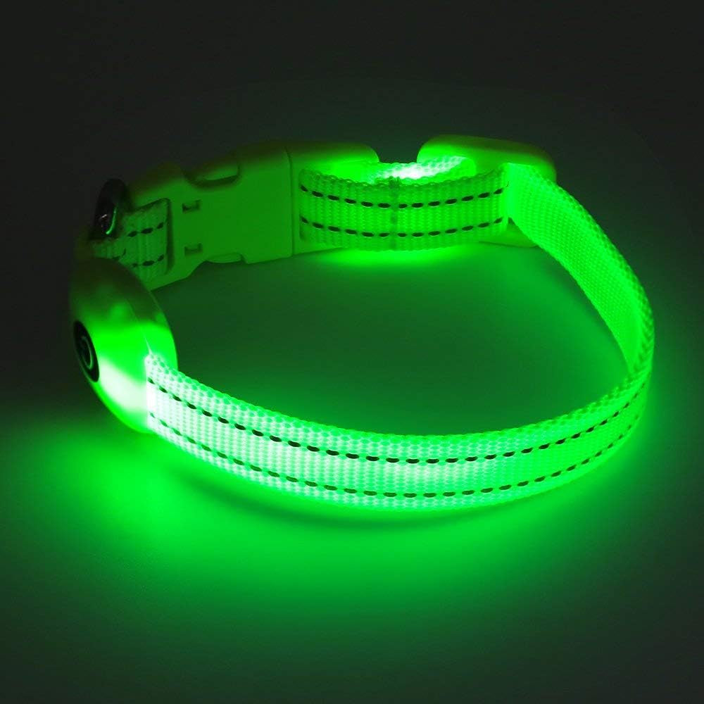Light up Dog Collars - Adjustable Puppy Collar, Rechargeable LED Dog Collar for Small Dogs, Adjustable Cat Collar, Glowing Dog Lights for Night Walking (Green, XS)
