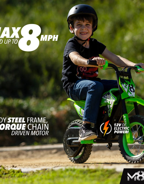 Load image into Gallery viewer, M8TRX Green 12V Mini Electric Child Dirt Bike, Battery Powered Toy Motorcycle, Kids Ride On, Ages 5 Years and Up
