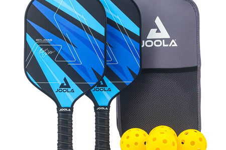 Ben Johns Blue Lightning Pickleball Set, 2 Fiberglass Paddles with Honeycomb Core, Paddle Bag, 4 Balls