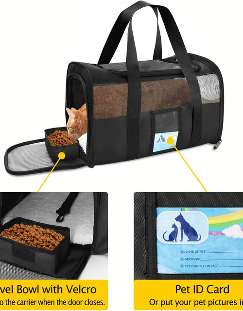 Load image into Gallery viewer, Pet Carrier Airline Approved, Cat Carriers for Medium Cats Small Cats, Soft Dog Carriers for Small Dogs Medium Dogs, TSA Approved Pet Carrier for Cats Dogs of 15 Lbs, Puppy Carrier,Black

