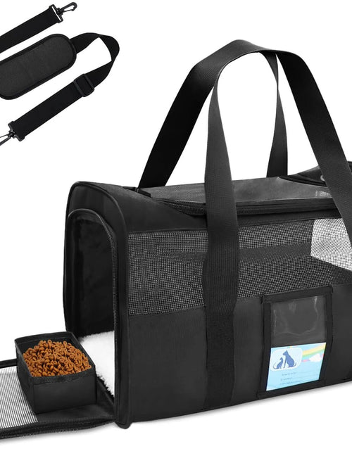 Load image into Gallery viewer, Pet Carrier Airline Approved, Cat Carriers for Medium Cats Small Cats, Soft Dog Carriers for Small Dogs Medium Dogs, TSA Approved Pet Carrier for Cats Dogs of 15 Lbs, Puppy Carrier,Black
