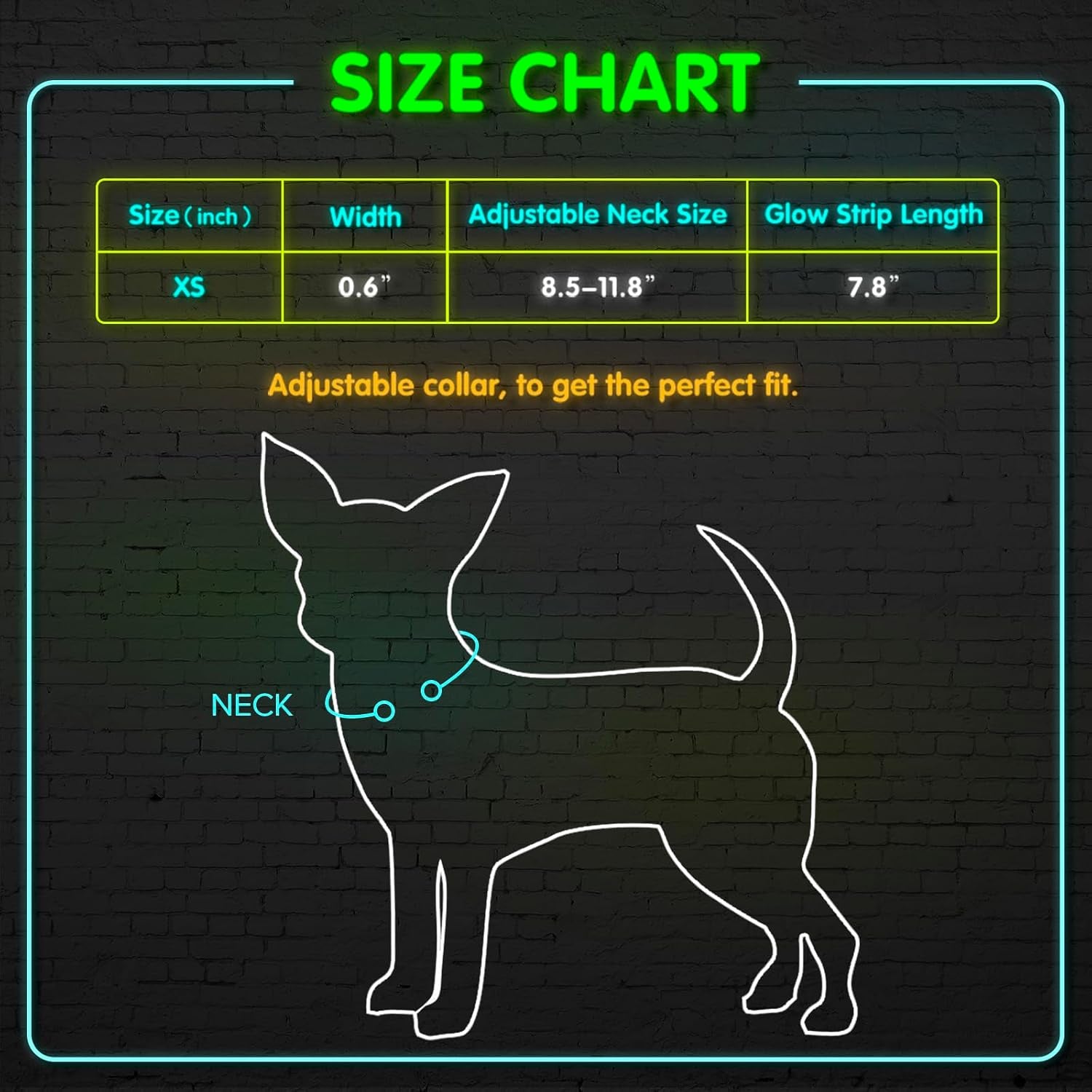 Light up Dog Collars - Adjustable Puppy Collar, Rechargeable LED Dog Collar for Small Dogs, Adjustable Cat Collar, Glowing Dog Lights for Night Walking (Green, XS)