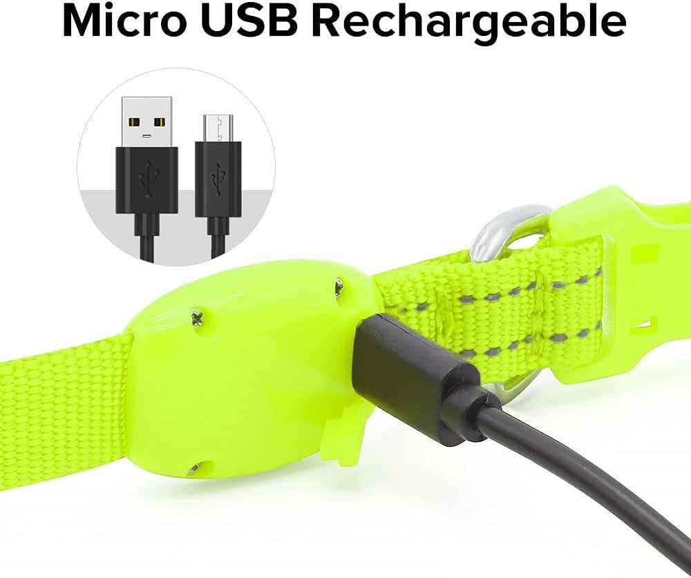 Light up Dog Collars - Adjustable Puppy Collar, Rechargeable LED Dog Collar for Small Dogs, Adjustable Cat Collar, Glowing Dog Lights for Night Walking (Green, XS)