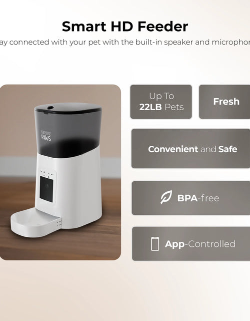 Load image into Gallery viewer, Penthouse Paws Smart HD Automatic Pet Feeder, 6L Dry Food Capacity, 1080P Camera, 2-Way Audio, Scheduled Meals, Backup Power, Easy to Clean, Anti-Jam Design for Cat and Dog, White
