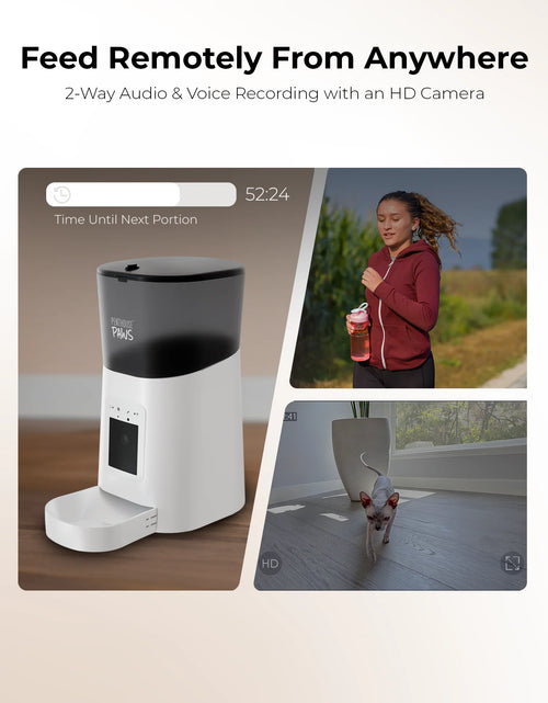 Load image into Gallery viewer, Penthouse Paws Smart HD Automatic Pet Feeder, 6L Dry Food Capacity, 1080P Camera, 2-Way Audio, Scheduled Meals, Backup Power, Easy to Clean, Anti-Jam Design for Cat and Dog, White
