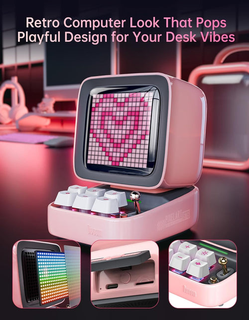 Load image into Gallery viewer, Ditoo Retro Pixel Art Game Bluetooth Speaker with 16X16 LED App Controlled Front Screen (Pink)

