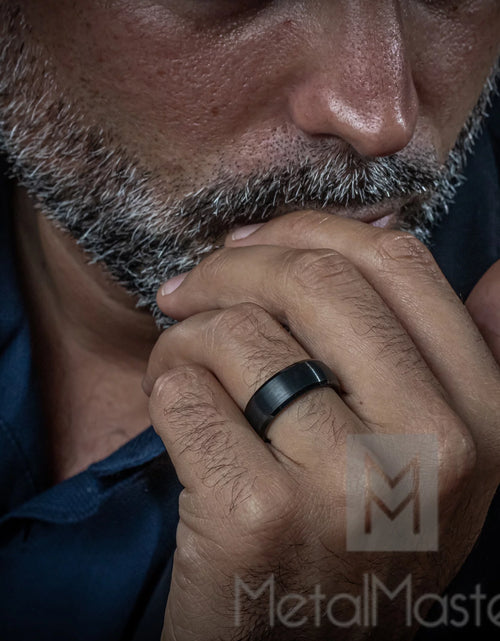 Load image into Gallery viewer, Mens Solid Black Tungsten Wedding Band Ring Dome 8Mm Comfort-Fit
