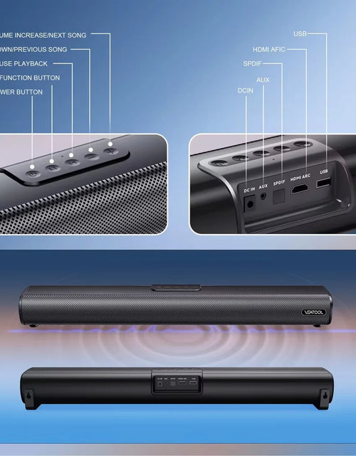 Load image into Gallery viewer, S20L Sound Bars for TV, 3D Surround Sound System TV Sound Bar, 2.1 Ch Home Theater Audio with Built-In Subwoofer,50W TV Speakers | HDMI ARC, Bluetooth, Optical, RCA, USB &amp; AUX Wall Mountable
