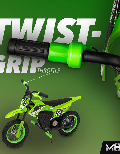 Load image into Gallery viewer, M8TRX Green 12V Mini Electric Child Dirt Bike, Battery Powered Toy Motorcycle, Kids Ride On, Ages 5 Years and Up
