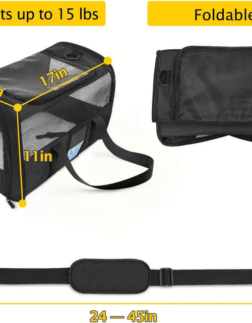 Load image into Gallery viewer, Pet Carrier Airline Approved, Cat Carriers for Medium Cats Small Cats, Soft Dog Carriers for Small Dogs Medium Dogs, TSA Approved Pet Carrier for Cats Dogs of 15 Lbs, Puppy Carrier,Black
